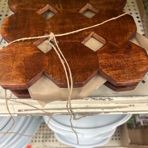 Wooden Hexagon Trivet Set